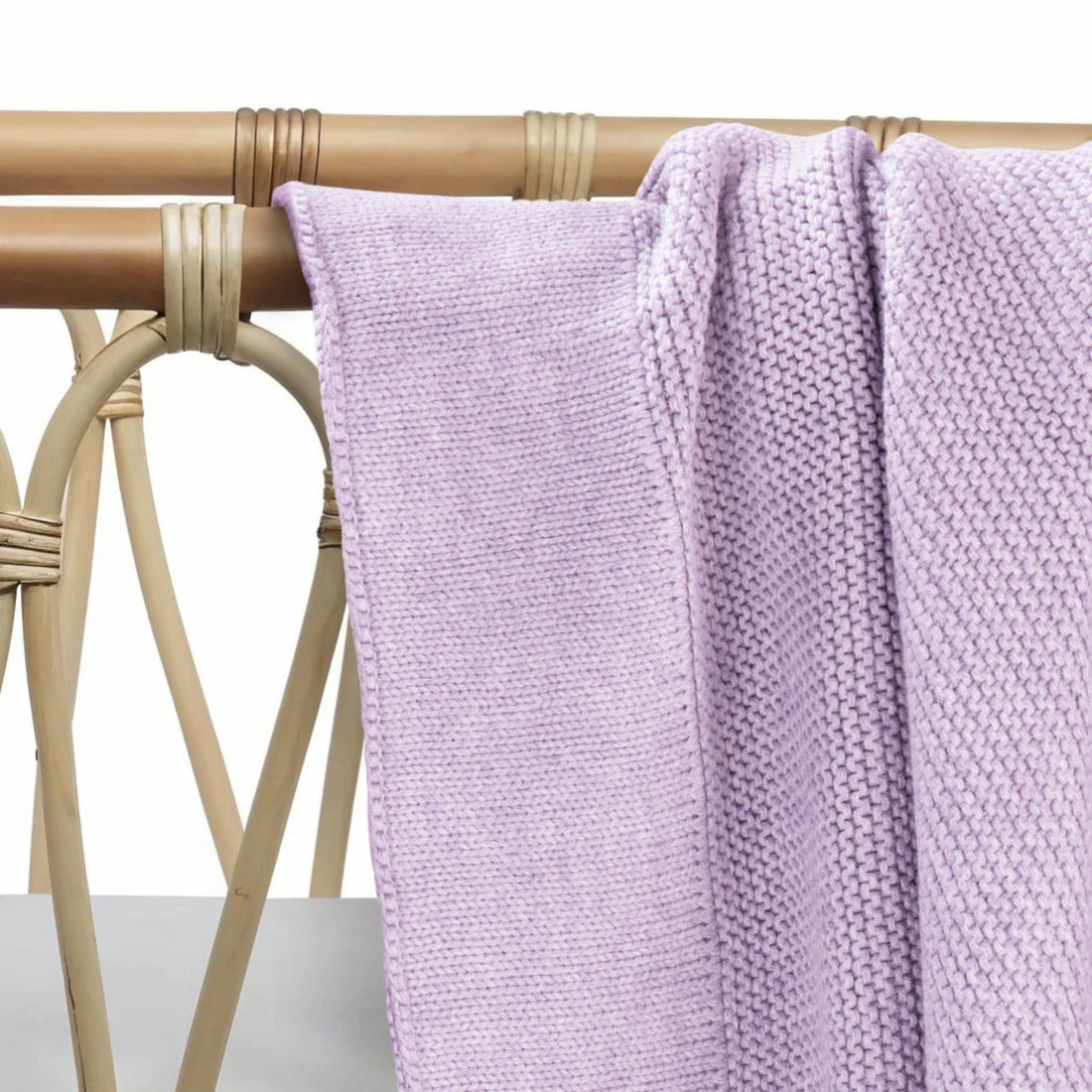 Cotton Classic Knit Baby Blanket -  Lilac