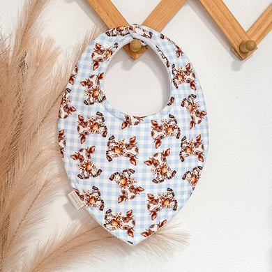 Mini Cow Bibs | Blue Gingham