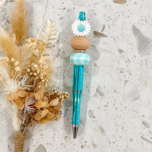 Daisy Pen | Metalic Blue | Gingham