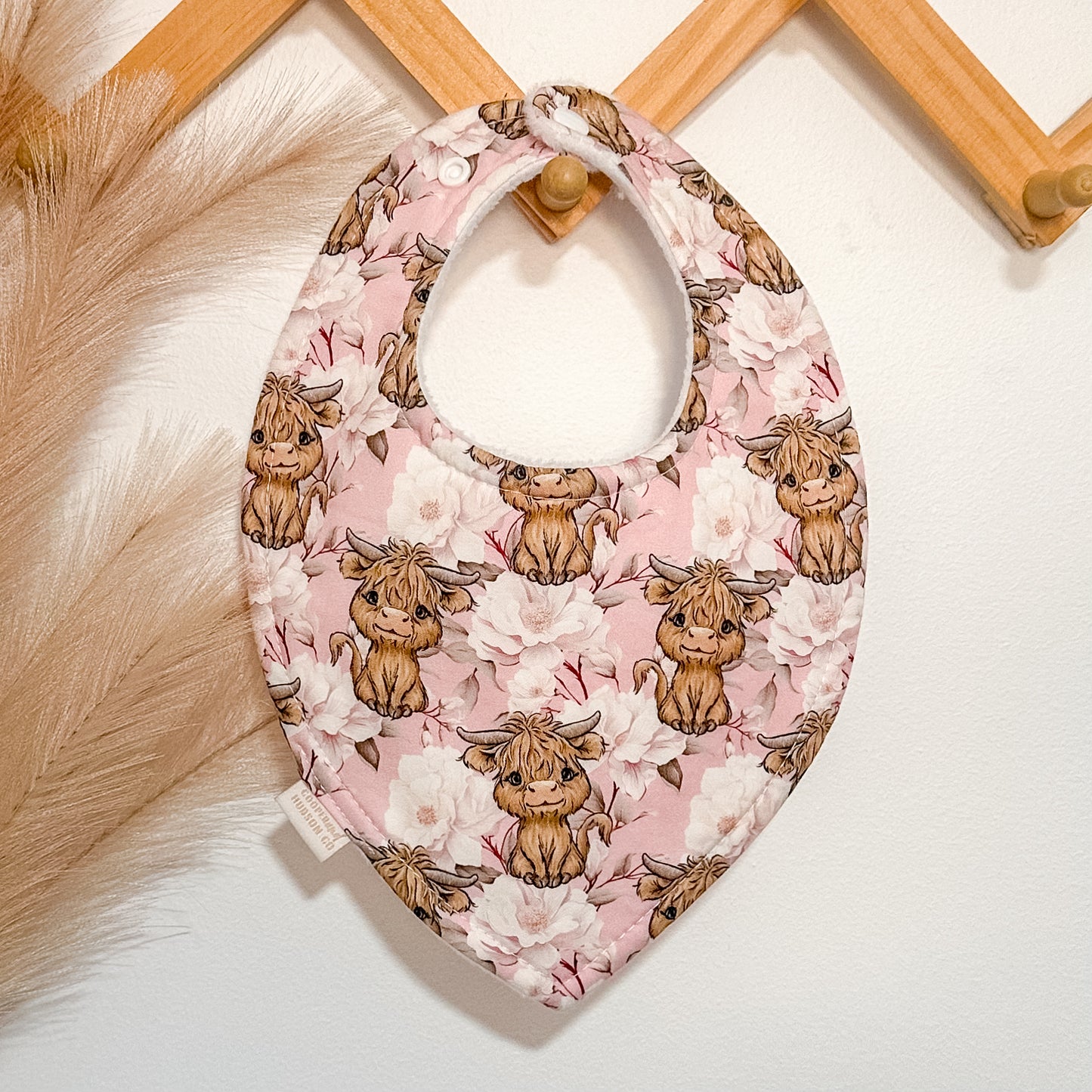 Highland Cow Bibs | Floral Pink