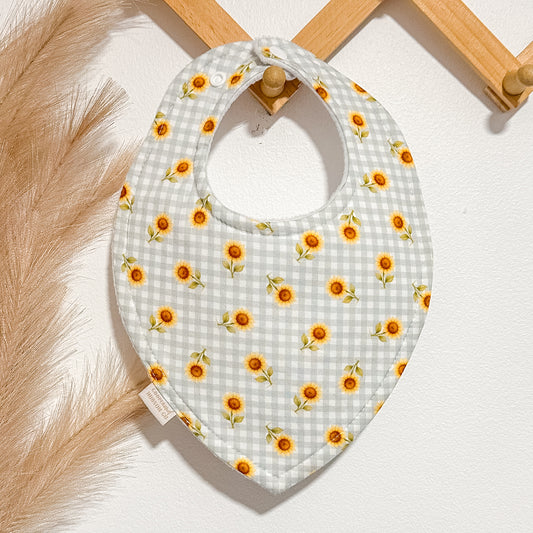 Gingham Sunflower Bibs | Sage