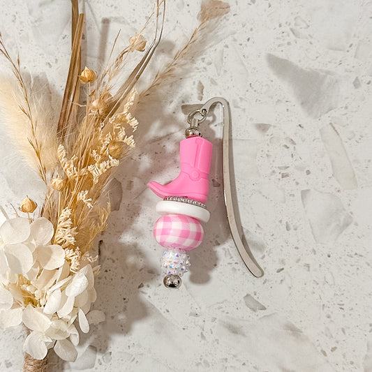 Silicone Bead Book Mark | Pink Cowboy Boot