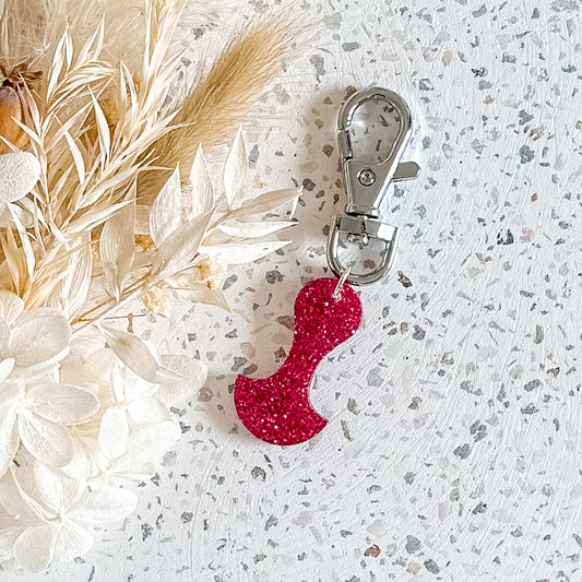 Hot Pink Glitter Trolley Token | Silver Hardware