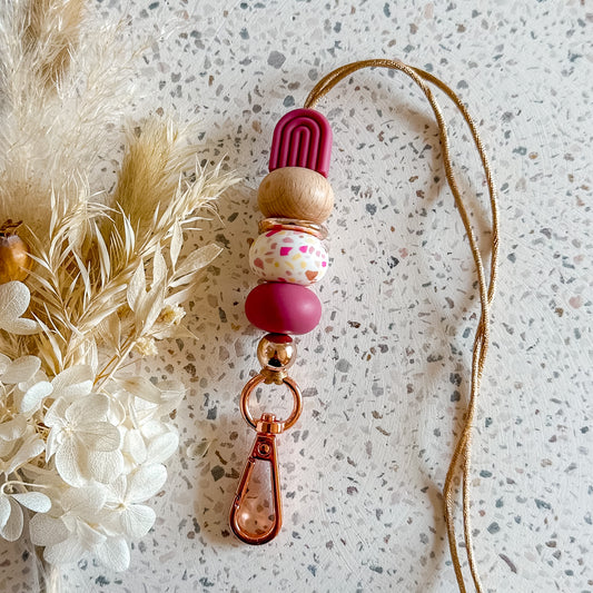 Violet Quartz Arch Lanyard | Pink Terrazzo