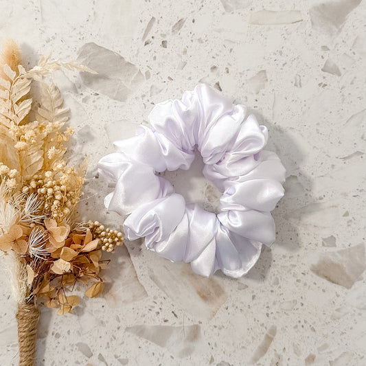 Mini Satin Scrunchies | White
