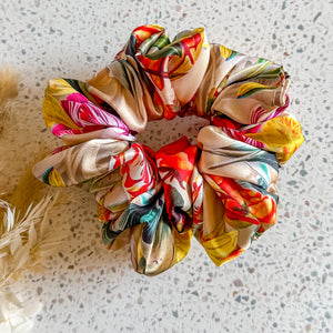 Luxe Satin Floral Scrunchies
