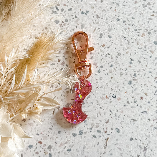 Chunky Rose Gold Glitter Trolley Token | Rose Gold Hardware