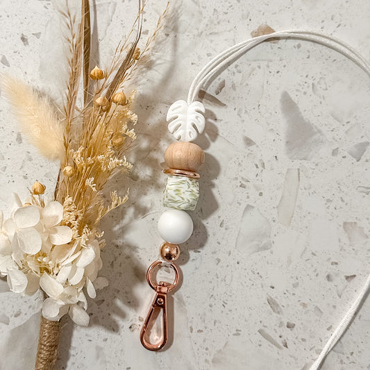 Monstera Leaf Lanyard | White