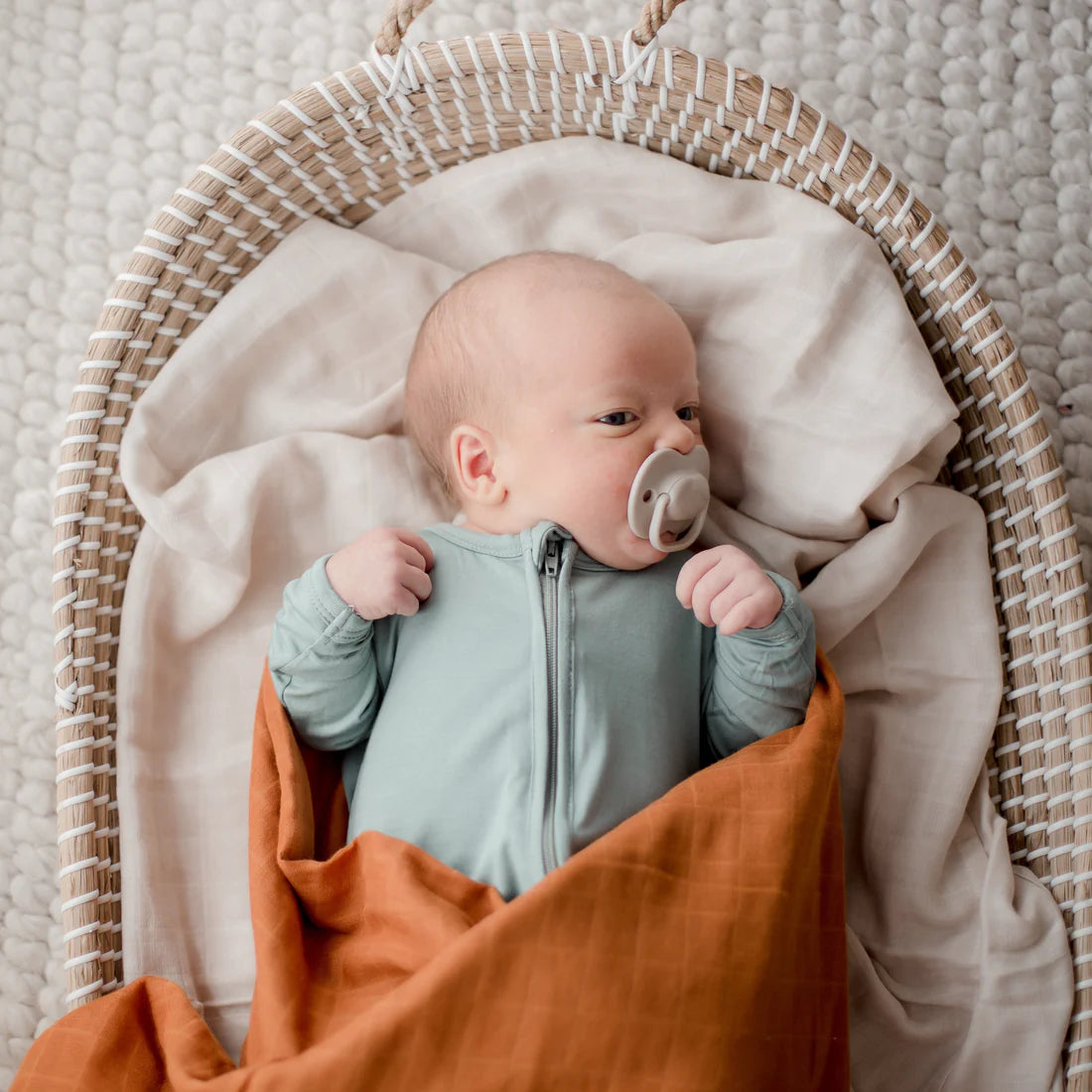 Organic Cotton Muslin Swaddle Wrap - Savannah Rust