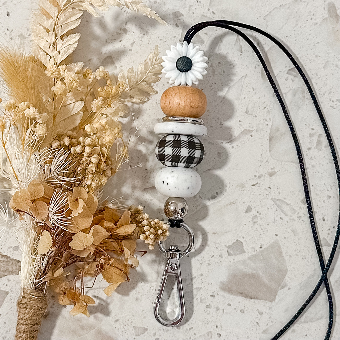 Gingham Bliss Lanyard | Black