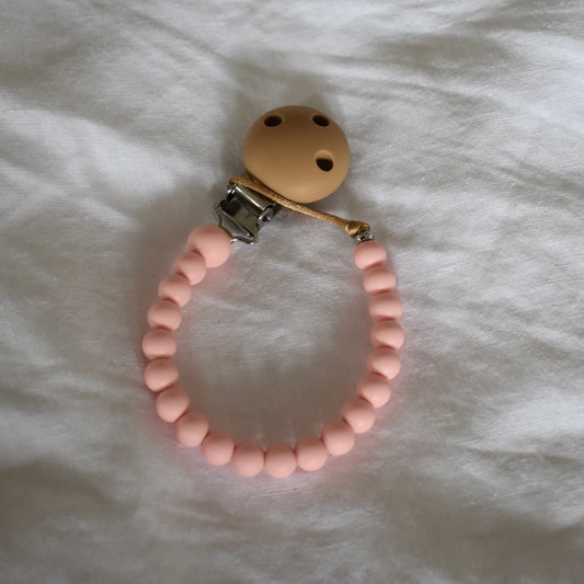 Silicone Dummy Clip | Baby Pink
