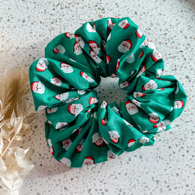 Mini Santa Head Luxe Scrunchies | Green