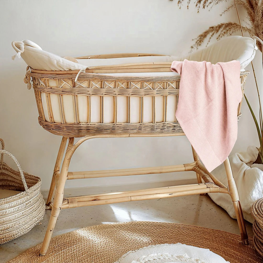 Cotton Classic Knit Baby Blanket -  Carousel Pink