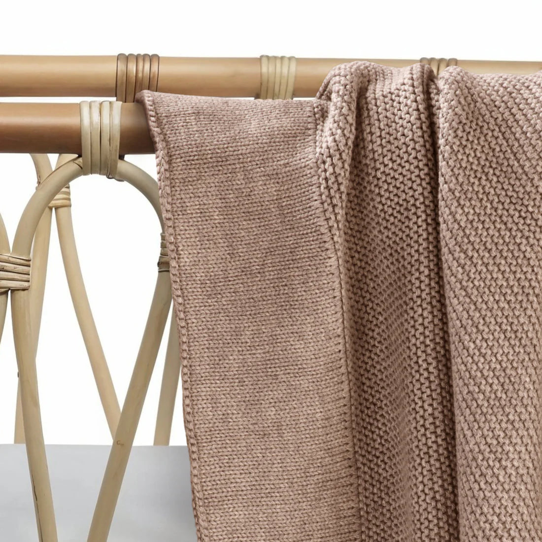 Cotton Classic Knit Baby Blanket -  Mocha