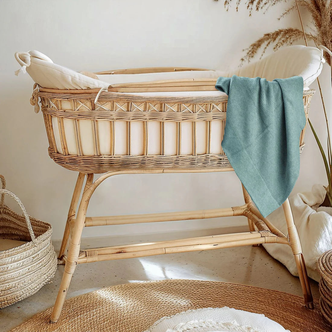 Cotton Classic Knit Baby Blanket - Mantis Green