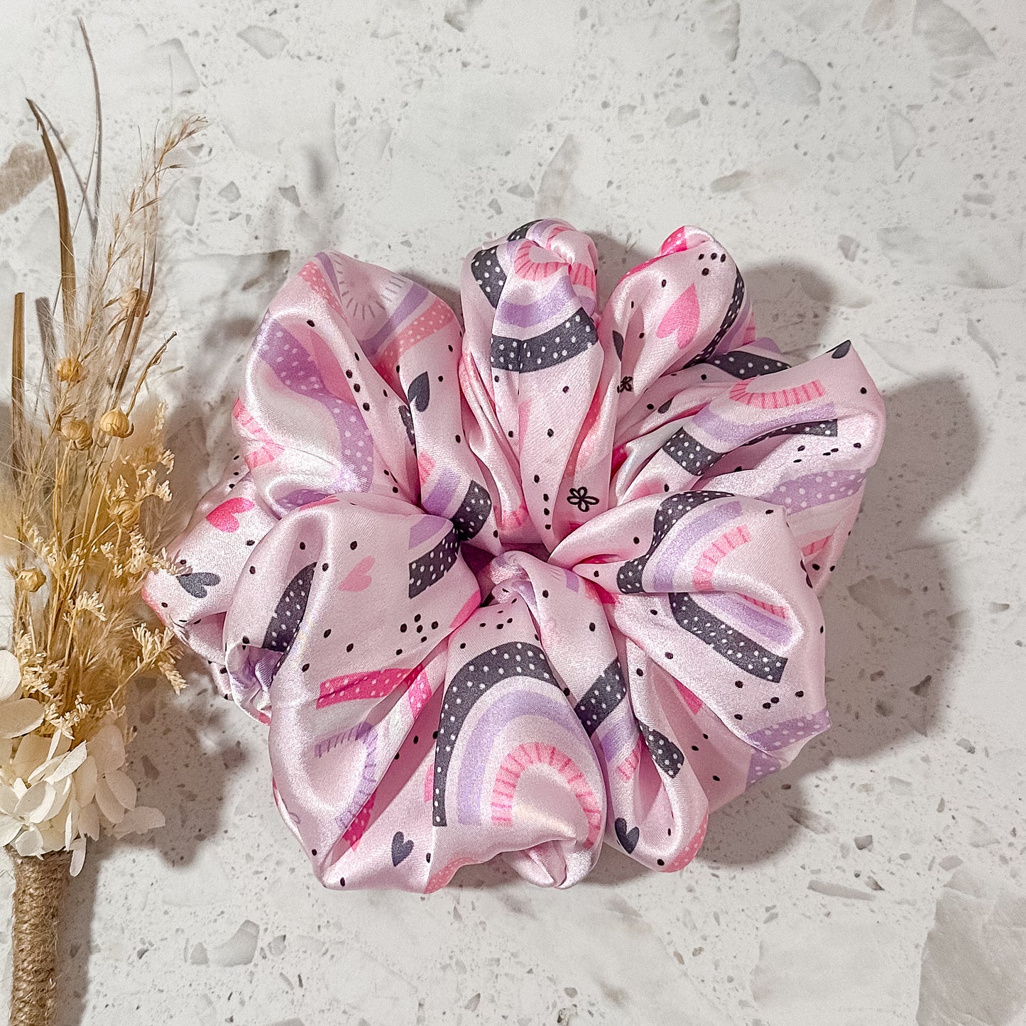 Mega Satin Scrunchies | Rainbows & Hearts