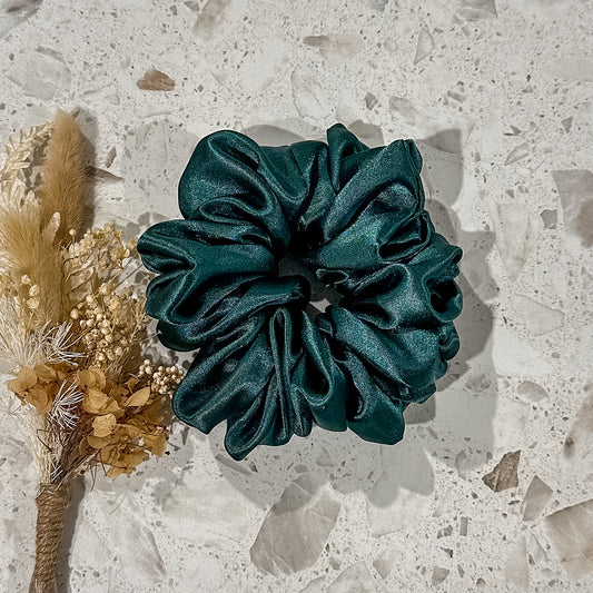 Satin Luxe Scrunchies | Forest Green