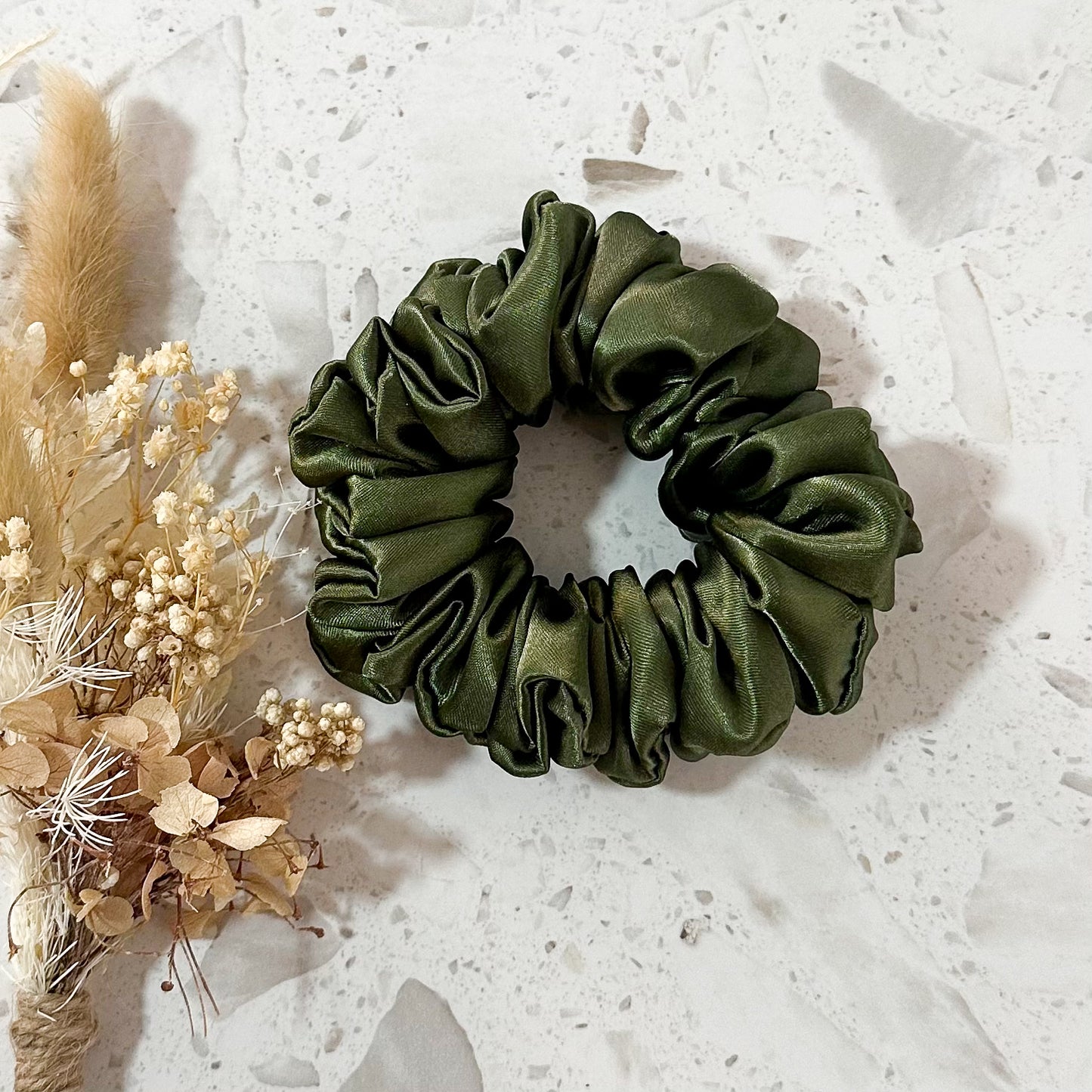 Mini Satin Scrunchies | Khaki