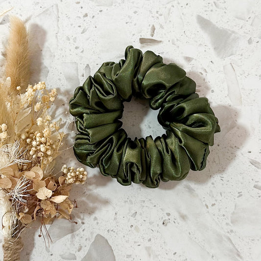 Mini Satin Scrunchies | Khaki