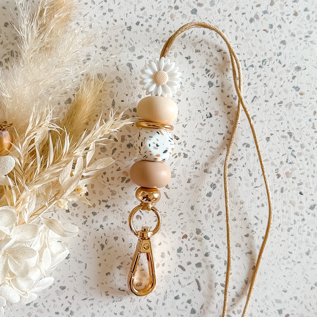 Earthy Terrazzo Daisy Lanyard
