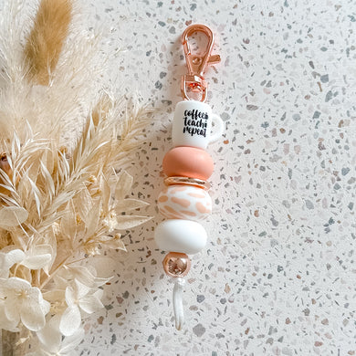 Coffee Teach Repeat Keyring | Peachy