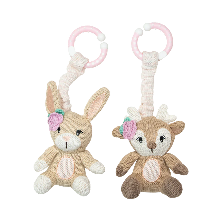 2 Pack Stroller Toys - Fawn & Bunny