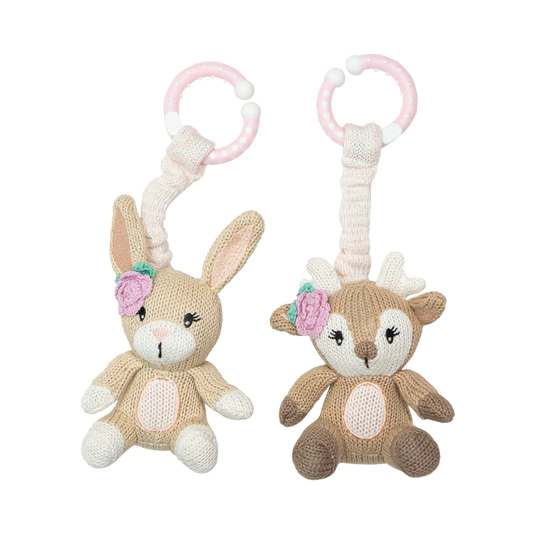 2 Pack Stroller Toys - Fawn & Bunny