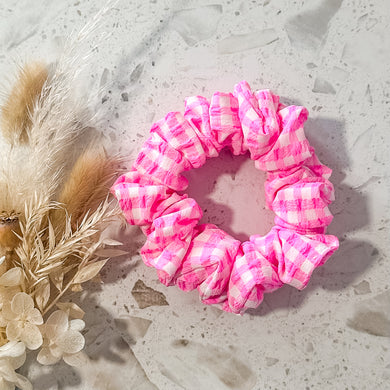 Texture Hot Pink Gingham Mini Scrunchies