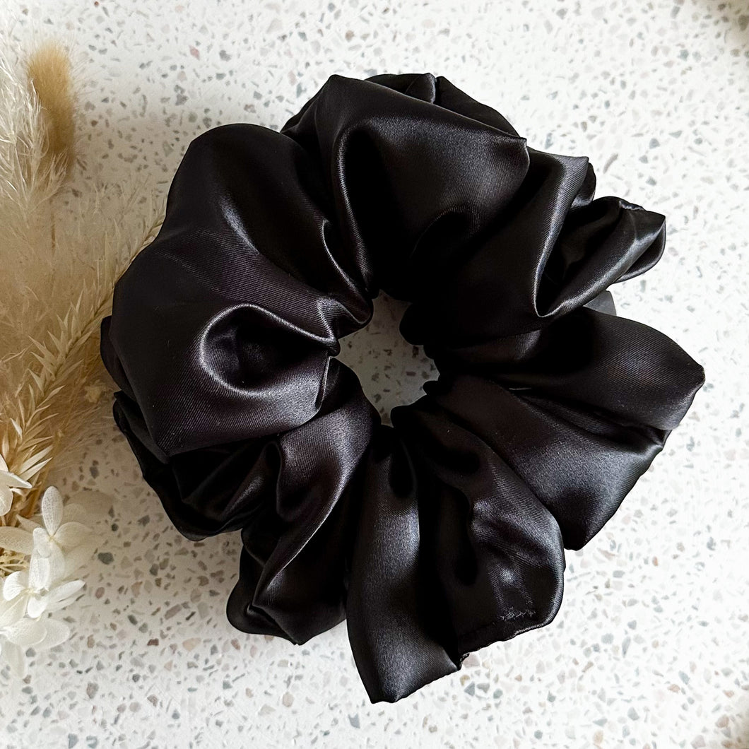 Mega Satin Scrunchies | Black