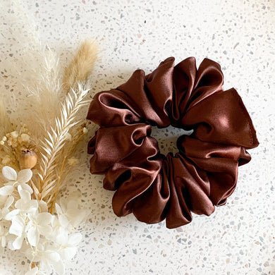 Luxe Satin Scrunchies | Chocolate