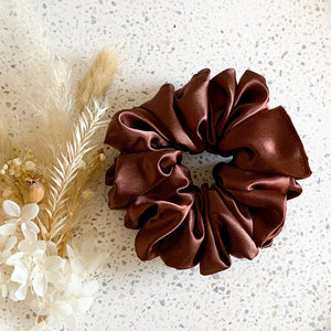Luxe Satin Scrunchies | Chocolate