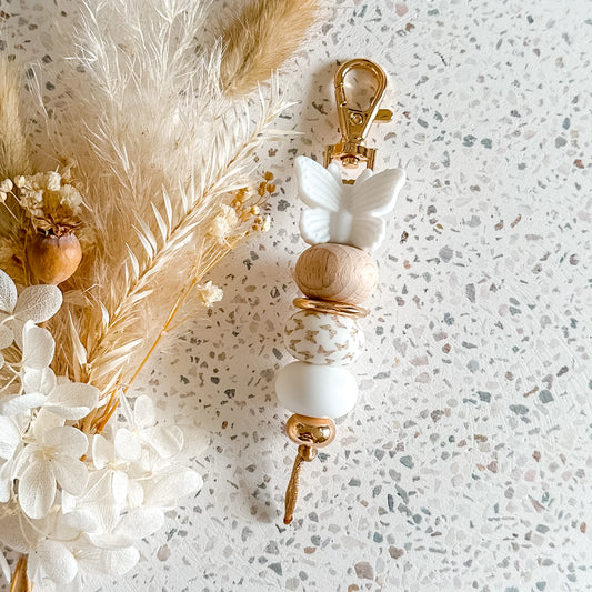 Neutral Butterfly Keyring