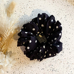Black Spotty Luxe Scrunchies