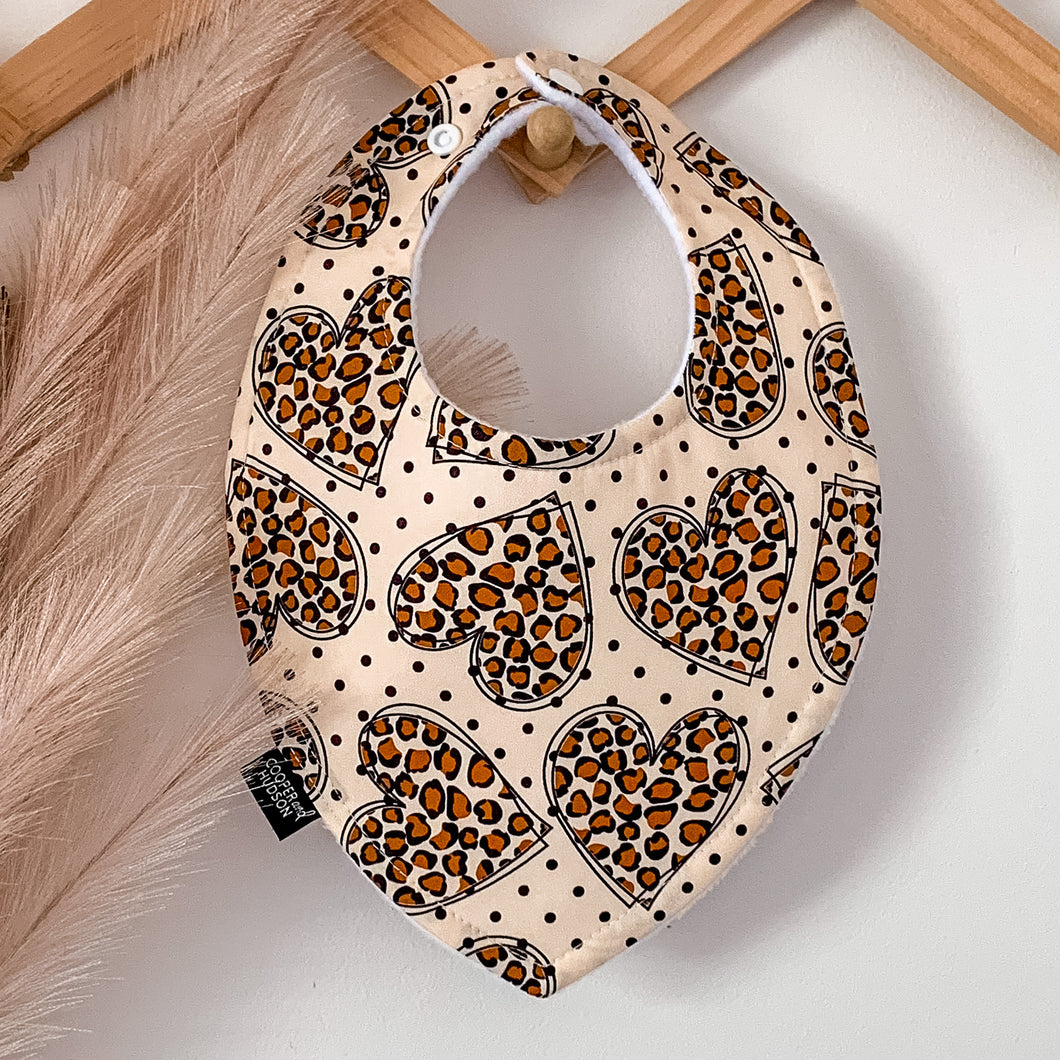 Leopard Print Heart Bibs