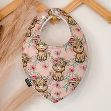 Load image into Gallery viewer, Highland Cow Bibs | Floral Peach