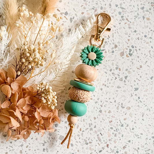 Daisy Keyring | Feldspar/Oatmeal Embossed