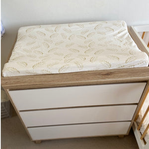 FITTED JERSEY COTTON BASSINET SHEET/CHANGE TABLE COVER - GOLD FERN