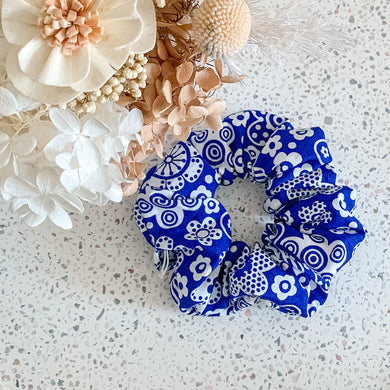 OG White/ Blue Floral Scrunchies