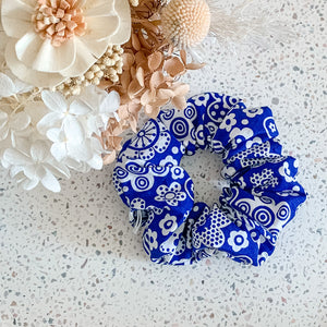OG White/ Blue Floral Scrunchies