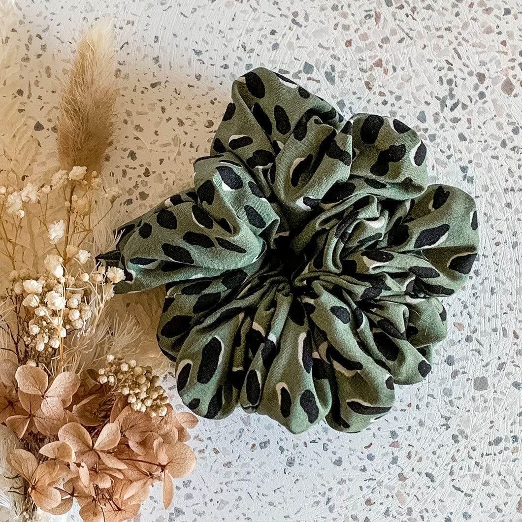 Green Leopard Luxe Scrunchies