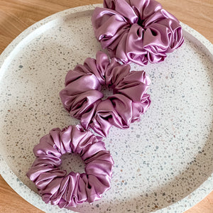 Luxe Satin Scrunchies | Dusty Lilac