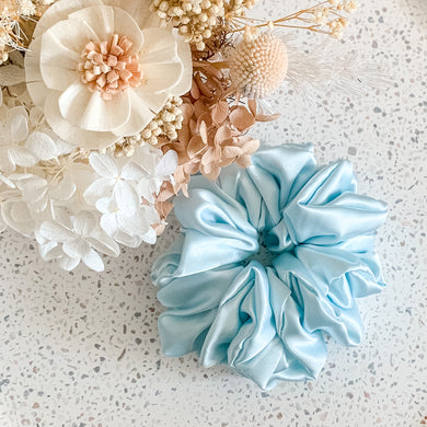 Luxe Satin Scrunchies | Ice Blue